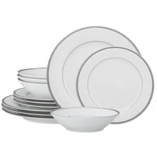 Noritake Regina Platinum 12-Piece Dinnerware Set, Service For 4