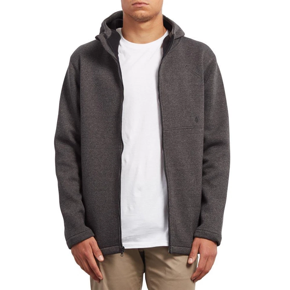 NWT MENS VOLCOM STN STORM BONDED ZIP JACKET $100 M Black hooded - Image 3 of 3