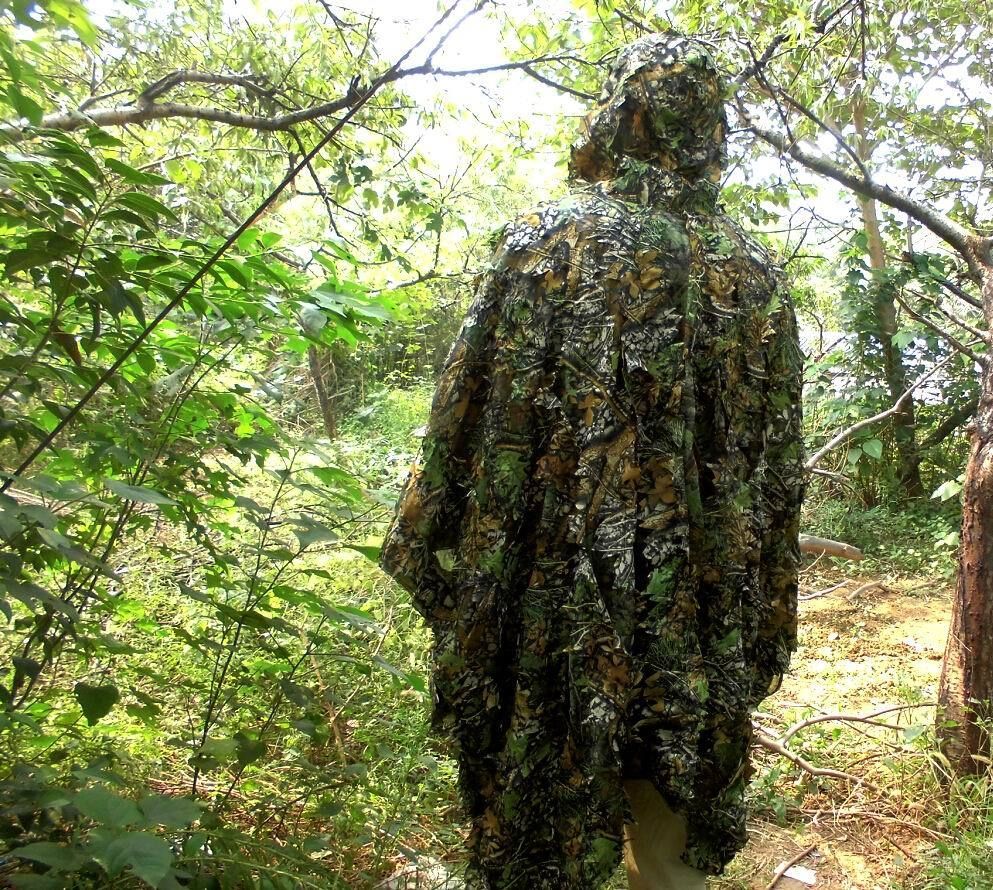 3D Leaf Camo Poncho Ghillie Suit, Jacket Pants Set, Archery, Bowhunting
