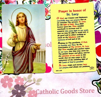 Saint St. Lucy -Prayer in honor of - Soft Plastic stock Holy Card | eBay