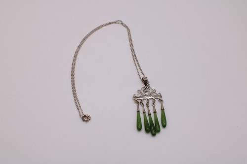 Colgante gota nefrita de plata de ley modernista - Imagen 2 de 5