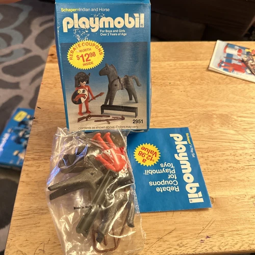 Vintage Playmobil Set #2951 Indian W/ Horse with weapons & shield With Box