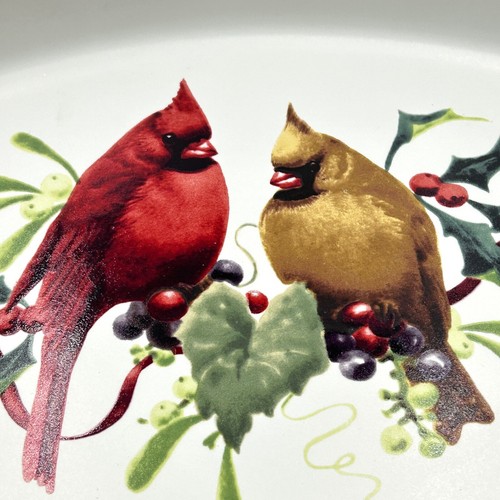 13.5" Oval LENOX Winter Greetings Baker w/Red Cardinals - Christmas, Holidays - Picture 6 of 8