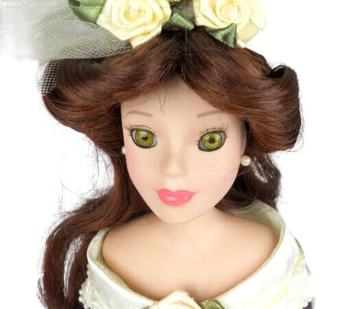Disney 2002 Beauty and Beast Princess Belle Porcelain Doll With Wedding Dress