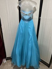 Blue Corset Prom Ball Gown Formal Princess Quincea era Dress Costume Size 0