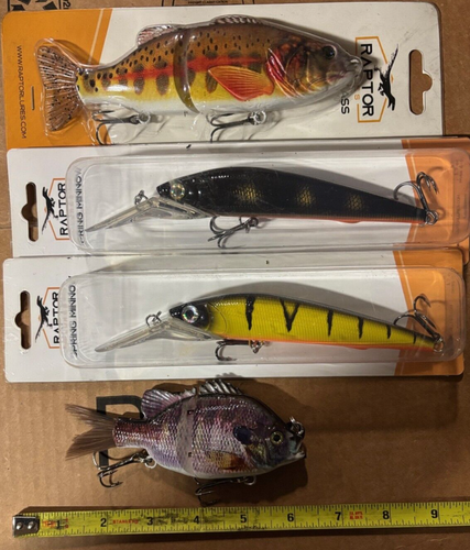 4 ct. VARIOUS RAPTOR crankbaits pike musky muskie swimbaits lures baits bass
