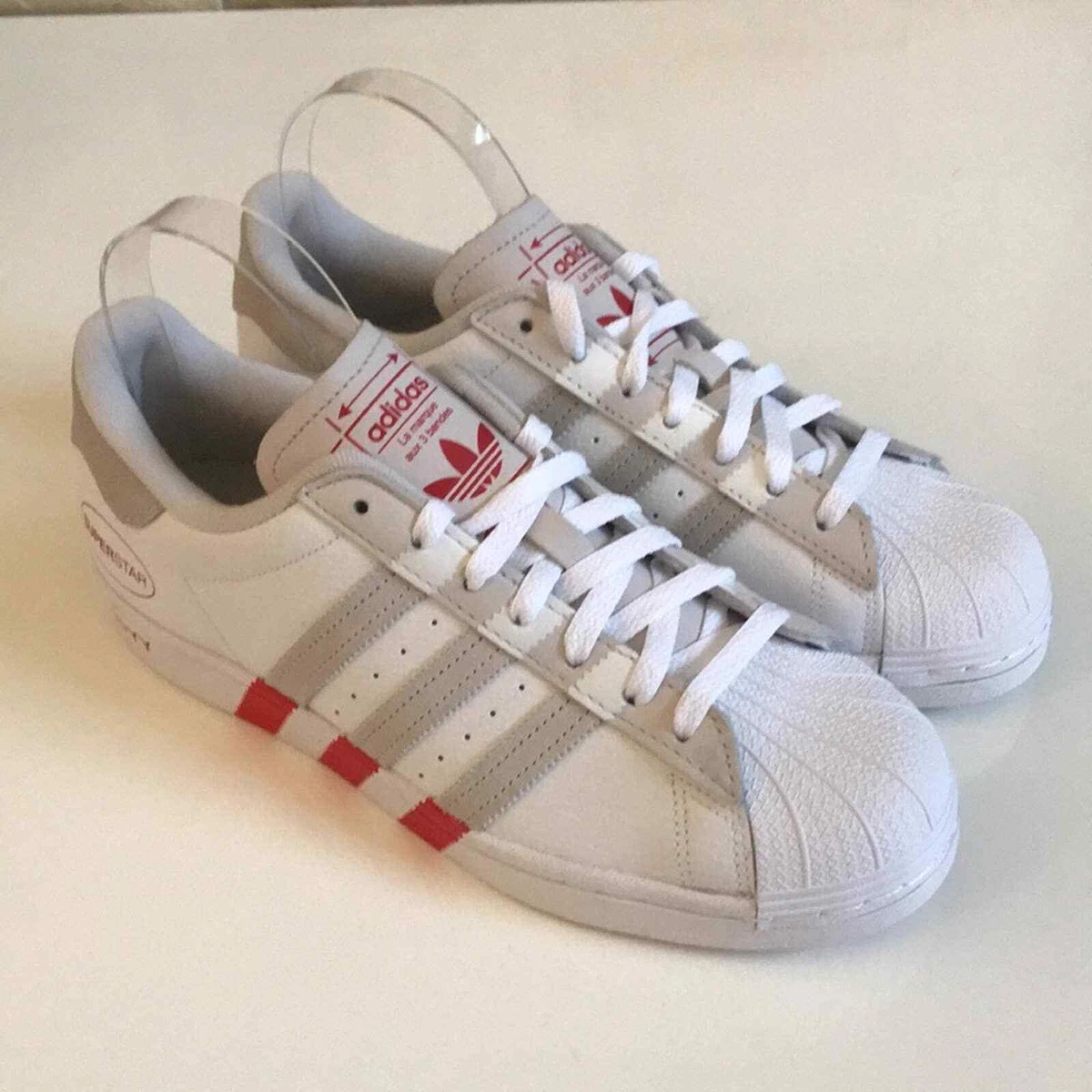 Adidas Originals Superstar OG Sneakers White Vivid Red Shoes Mens Sz 8  GY0995