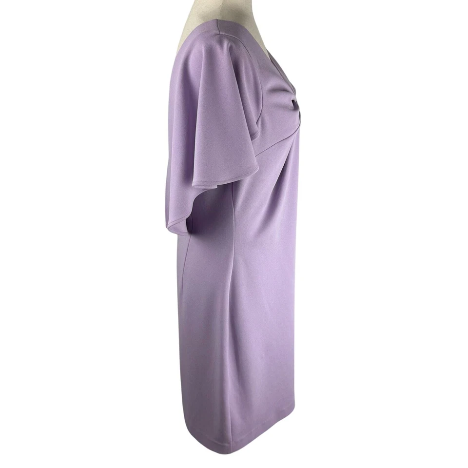 VESTIDO DE CÓCTEL BELLE BADGLEY MISCHKA CON CAPELET ACANALADO EN LAVANDA NUEVO CON ETIQUETAS TALLA 10 Foto 3 de 4