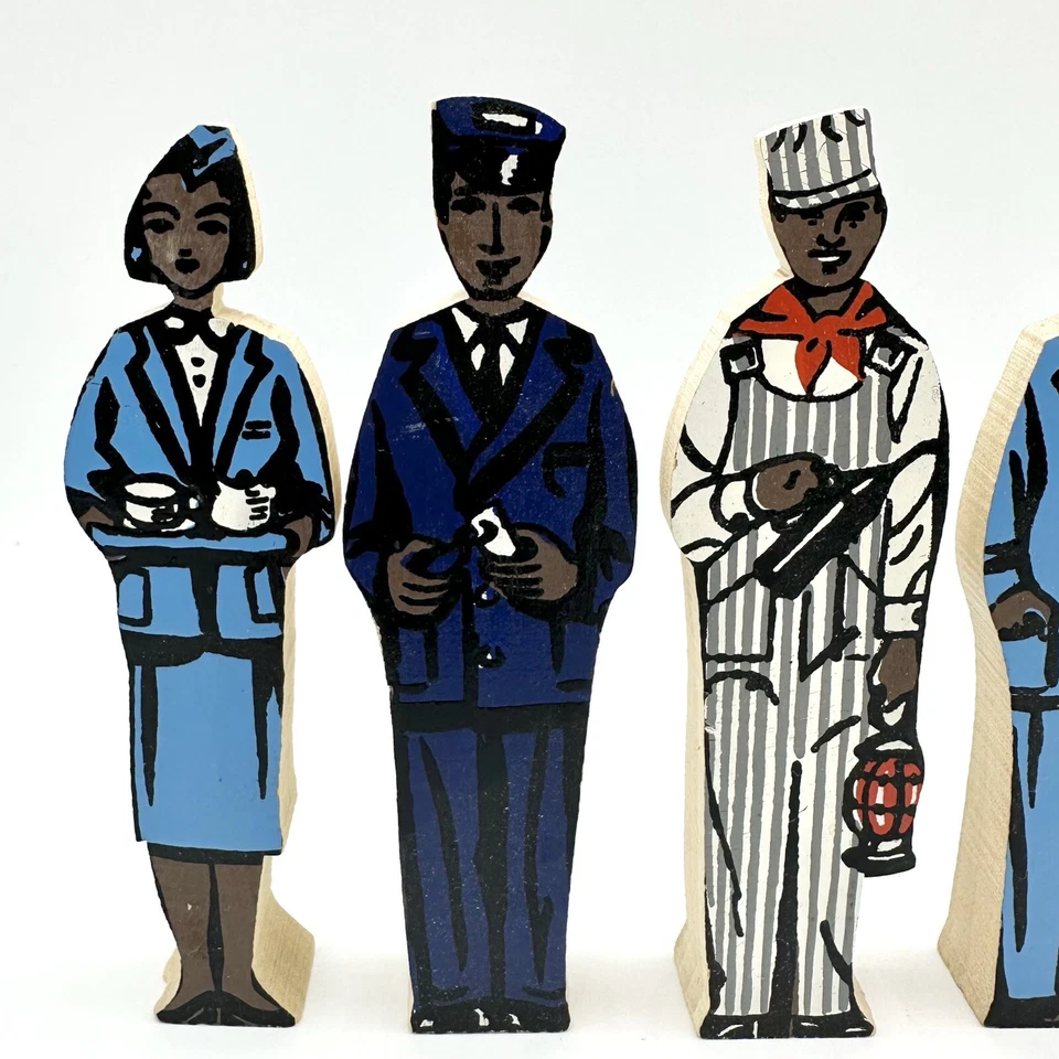 Juguetes de madera vintage para transporte de personas artesanía de madera negro afroamericano Foto 2 de 4