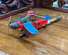 1900's Antique Tin Penny Toy Whistle Airplane Top Propeller EC Depose France