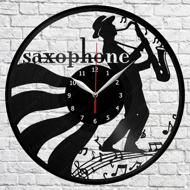 Saxophone Vinyl Record Wall Clock Art Decor Original Gift 12" 30cm 1784