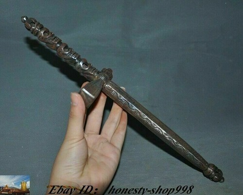 Tibetischer Buddhismus Meteorit Eisenschädel Phurpa Vajra Dorje Phurpa Dolch Ausrüstung - Bild 6 von 10