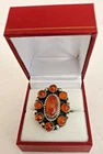 VTG Amber & Sterling Sunburst Cluster Ring NAVAJO Native American Signed Size 7