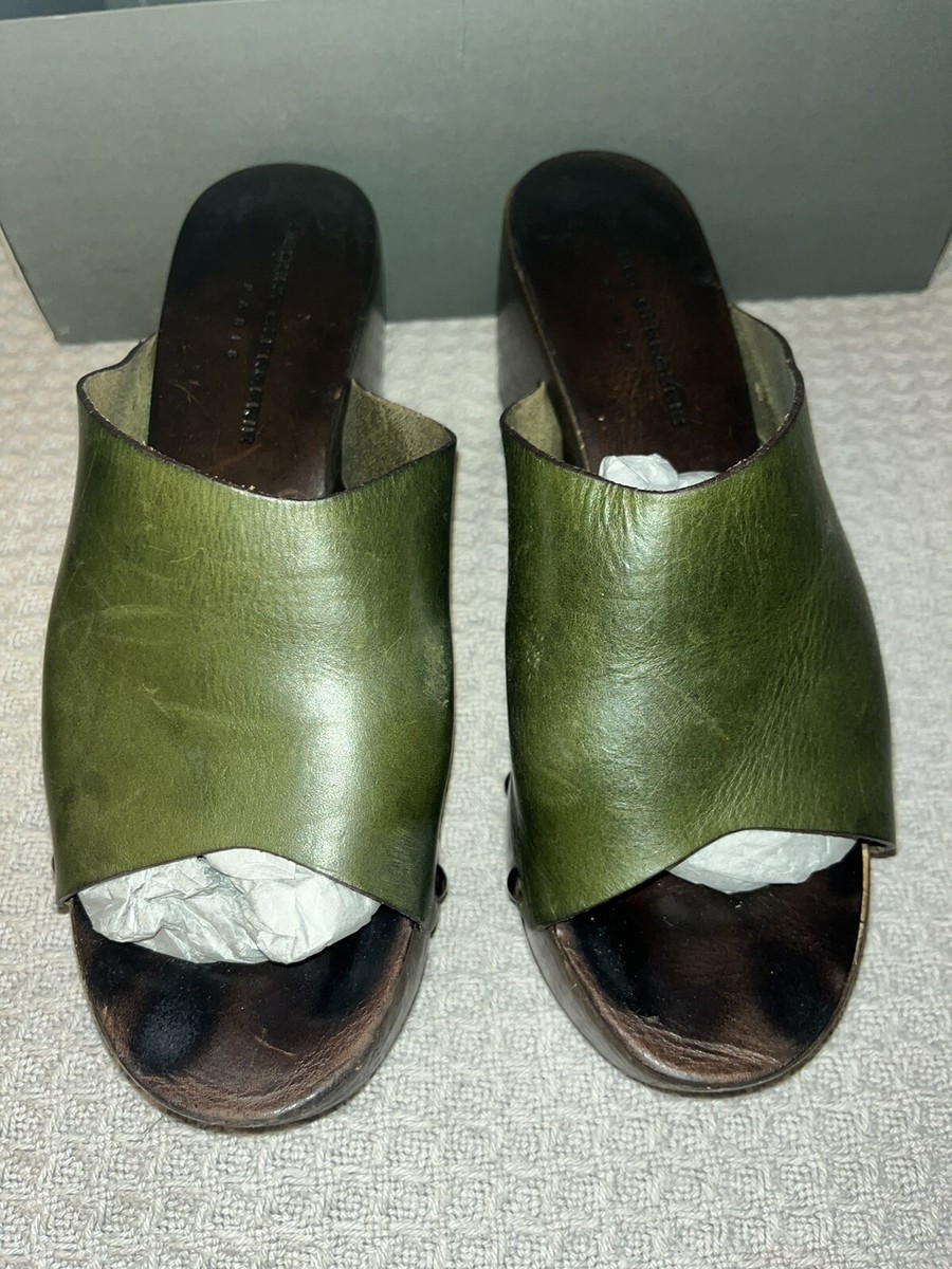 Designer Robert Clergerie Paris Leather Platform Mule