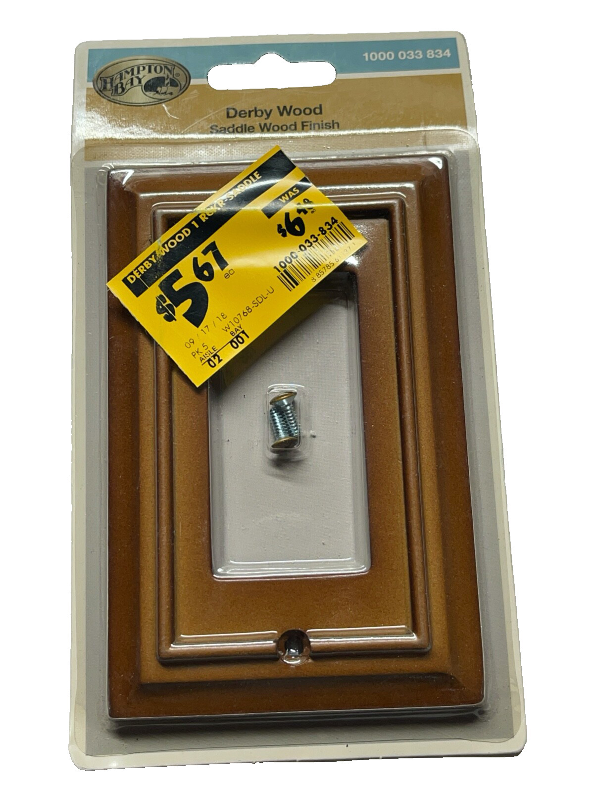 Hampton Bay  Derby Wood - Saddle Wood Finish -GFI / Rocker Outlet Wall Plate