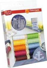 Gutermann Thread Set 100m x 10 reels with Prym Sewing Needles, Multi-Colour New