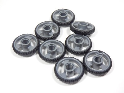 LEGO 8 Black Wheel 21mmD x 4mm Pin Hole Rubber Tire Part 6600 R6