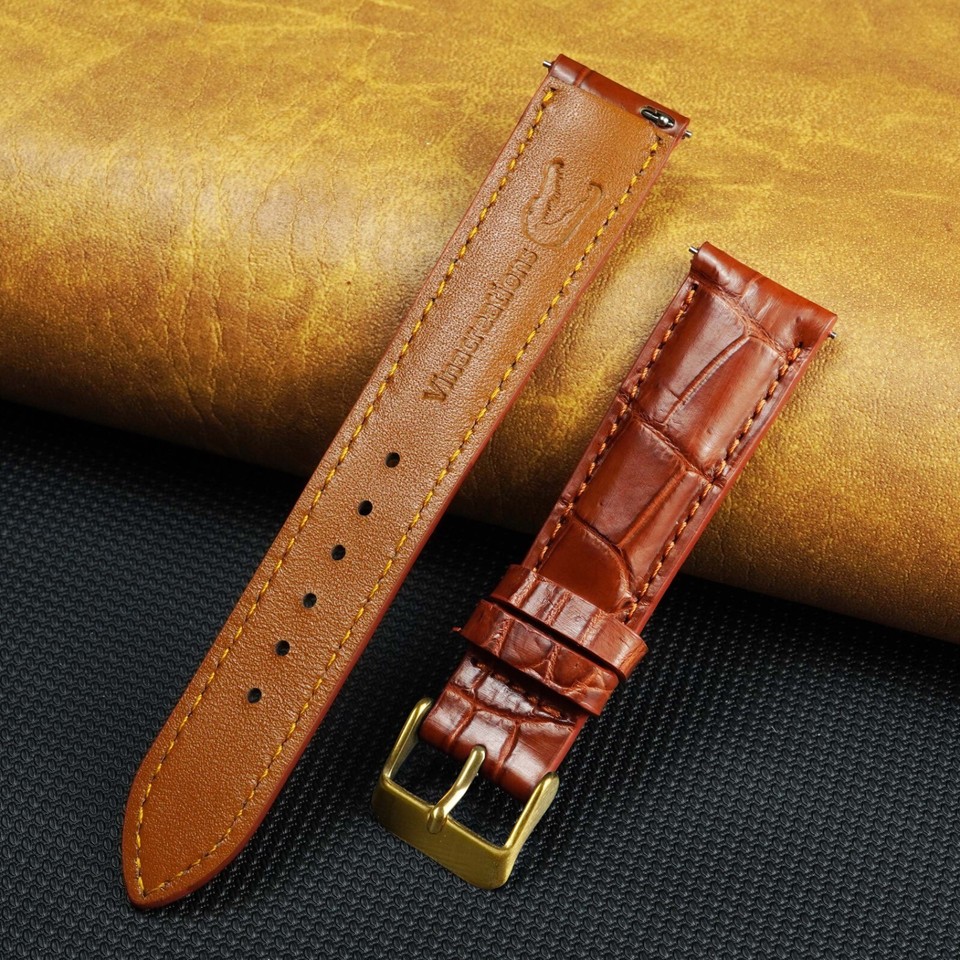 Best Budget Crocodile Leather 24 mm Watch Wristband JB-24MMGLD_BLK_K0015152 main image 0