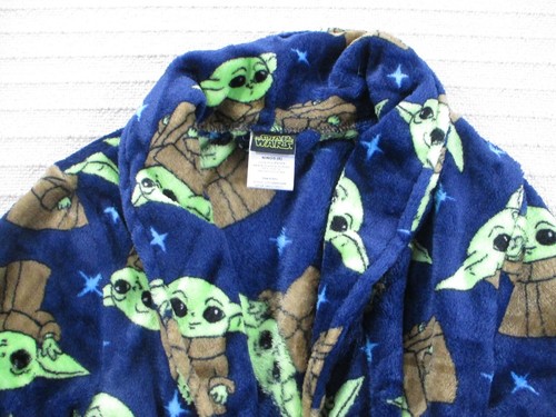 Star Wars Boys Robe 8 Blue Fleece Baby Yoda Grogu Tie Long Sleeve Polyester New - Picture 2 of 10