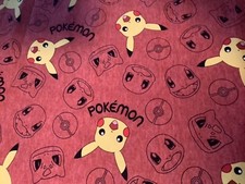Pok mon and Pikachu 100 high quality cotton quilt fabric 1/4 yd 9 x44