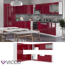 Cucina componibile blocco cucina angolare cucina Fame-Line 257cm bordeaux Vicco
