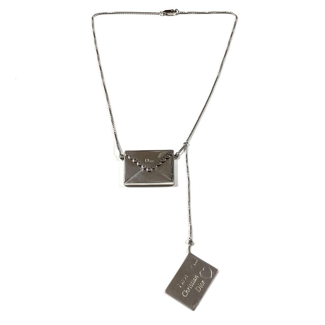 Dior silver 925 ネックレス　necklace Christian Dior Letter Necklace 925 Silver Square Motif Charm