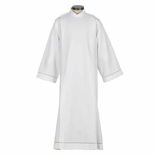 EYELET EDGED WITH EMBROIDERED CROSS FRONT WRAP ALB - 第 1/4 張圖片