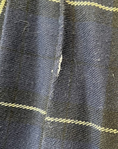 Vintage 1980s High Waist Navy Blue Plaid Stirrup Pants Size S Poly/Cotton Blend - Picture 7 of 7