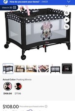 Disney Baby 3D Ultra Play Yard with Bassinet and Storage Bag, Peeking Minnie