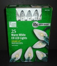 NEW Home Accents Holiday 25 Warm White C9 LED Lights, Super Bright 1 Box 