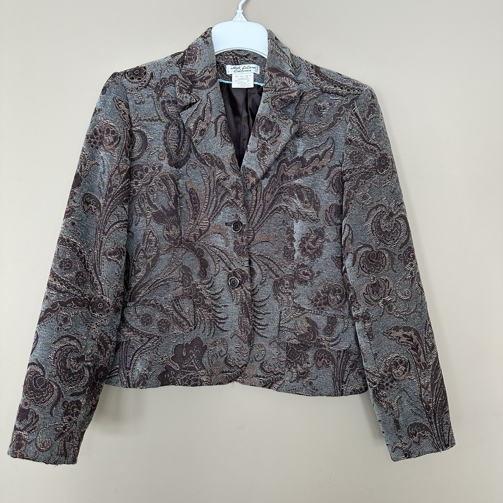Vintage Roth LeCover Women 8P Tapestry Jacket Blazer Blue Brown Career Academia