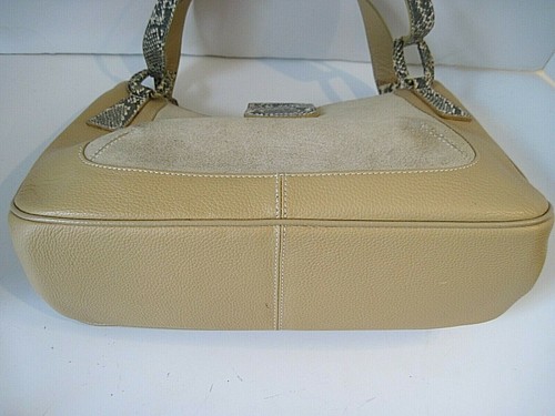 TOD'S VINTAGE Beige Suede Leather And Snake Shoulder Hand Bag - Picture 4 of 9
