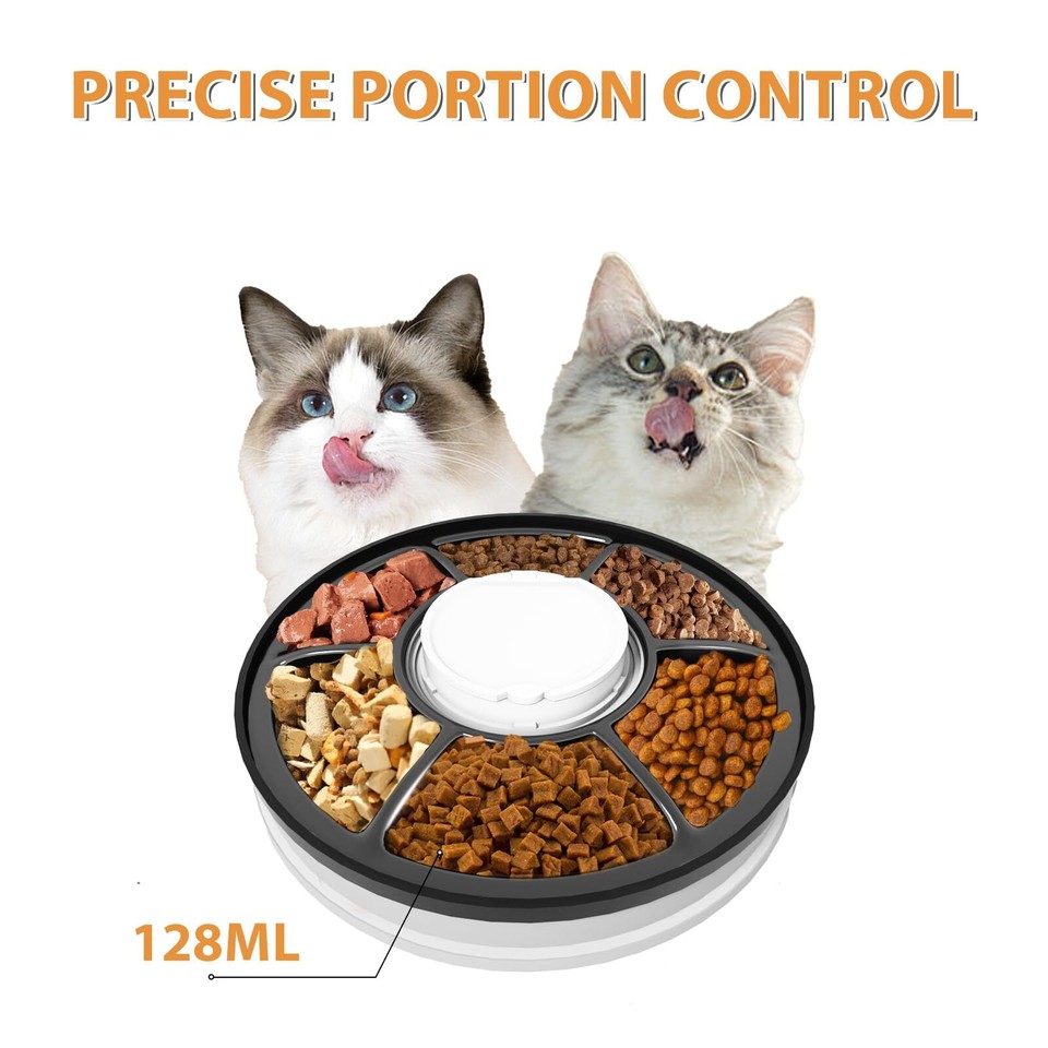 Automatic Cat Feeder Wet Food/Dry Food, 6 Meal Timed Pet Feeder Easily