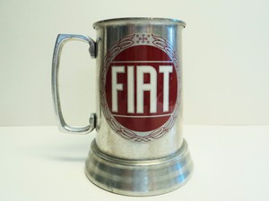 metal beer mug with glass bottom