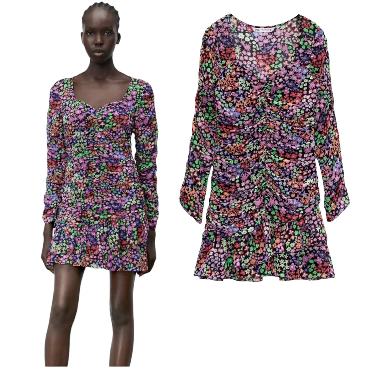 Zara printed top draped dress