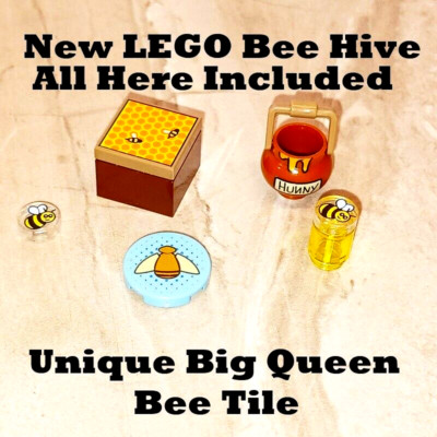 New LEGO Queen Bee Tile Printed Parts Bee Hive BEE Honey Capped Bucket Printed