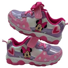 Minnie shoes for girls sneakers with LED light without laces Pink Size 10 18cm 
