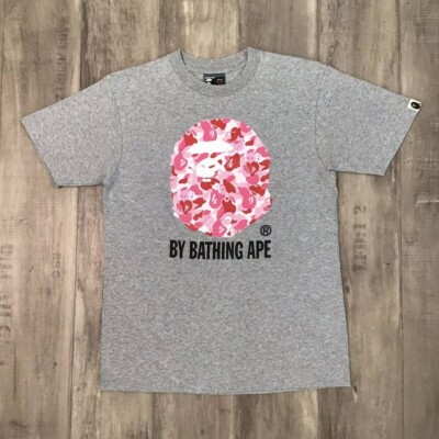 BAPE × KAWS bendy ABC camo pink ape head T-shirt Gray A Bathing