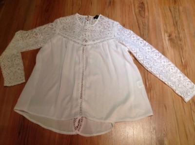 Goldie langarm Bluse, Shirt Gr. M / L (38, 40) creme durchsichtig Spitze TOP !!!