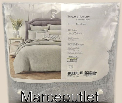 Sky Textured Matelasse FULL / QUEEN Duvet Cover & Pillowshams Set Mineral Gray - Picture 2 of 5