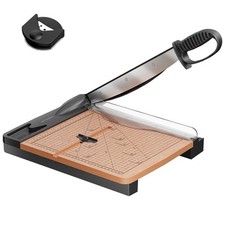 12'' Wood Guillotine Paper Cutter, Heavy Duty Wood Base Paper Trimmer with 30...