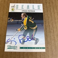 2012 Classics Signatures AUTO Craig Patrick #107 Seals Hockey Card (f3)