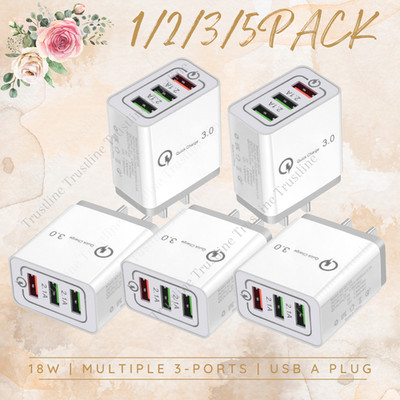 18W Box Universal Phone Cube Multiple 3-Port USB AC Plug Quick Charger Block Lot