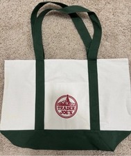 Trader Joe's LARGE Canvas Tote Shopping Bag Limited Edition Green BRAND NEW 
