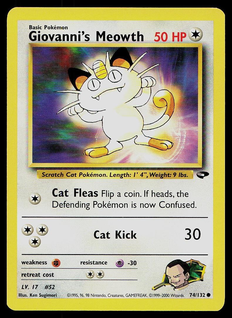 Pokemon Card Gym Challenge Giovanni's Meowth 74/132 Common