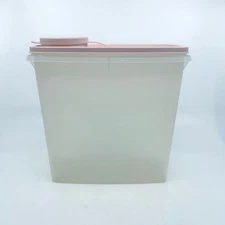 Tupperware Vintage Cereal Box Keeper/Storage Container W/ Pink Flip Lid Pour All