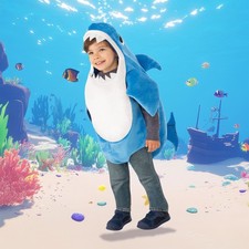 Rubies Blue and White Toddler Singing Daddy Shark Halloween Costume - 2T-4T