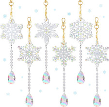 6 Christmas Snowflake Diamond Art Kits Double Sided Winter Window Chimes DIY