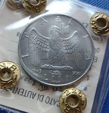 MONETA REGNO V.E.III 1 LIRA IMPERO 1943 XXI,NI 8,10 GR,RARA,PERIZIA FDC