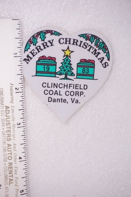 Clinchfield Coal Corp. Sticker Coal Mining Christmas 1983 Vintage Dante VA